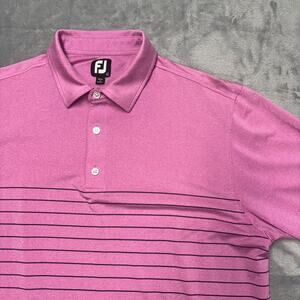 FootJoy Polo Shirt Mens XL Pink Striped Golf Stretch Lightweight Rock Harbor